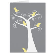 5 Yellow Birds in a Tree Card