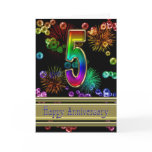 5th anniversary with fireworks and bubbles greeting cards