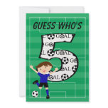 5th Birthday Blue and Black Soccer Goal v2 Invitation