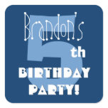 5th Birthday Custom Name Navy and Baby Blue Stickers