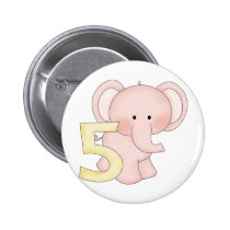 5th Birthday Elephant (pink) buttons