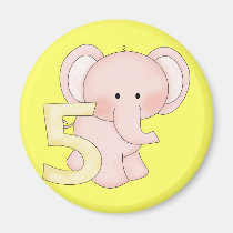 5th Birthday Elephant (pink) magnets