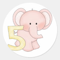 5th Birthday Elephant (pink) stickers