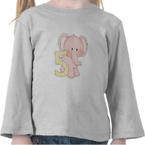 5th Birthday Elephant (pink) t-shirts