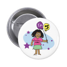 5th Birthday Girl Pinback Button