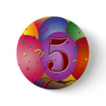 5th Birthday Party Balloon decorations Pinback Buttons