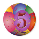 5th Birthday Party Balloon decorations Fridge Magnet