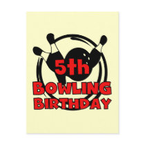 5th Bowling Birthday Tshirts and Gifts Post Cards