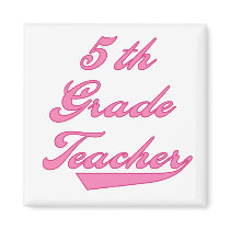 5th  Grade Teacher Pink Text Tshirts