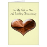 5th. Wedding Anniversary Greeting Card with Wooden cards