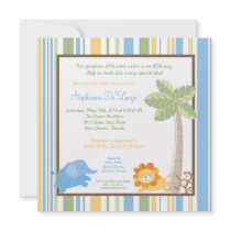5x5 Jungle Safari Zoo Anima Baby Shower Invitation