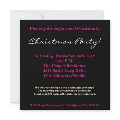 5x5 Pink Christmas XMAS Tree Christmas Invitation by AnnLeeDesigns