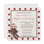 5x5 Red Sock Monkey Toy Baby Shower Invitation