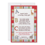 5x7 ABC Alphabet Soup Striped Baby Shower Personalised Invites