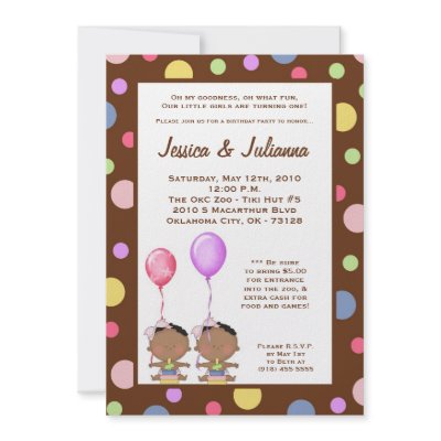 5x7 African American TWIN Birthday Part Invitation by thepapergenius