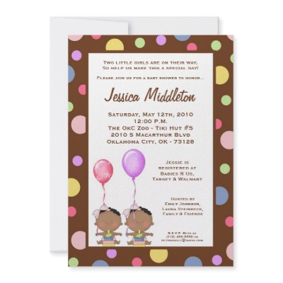 5x7 African American TWINS Baby Shower Invitation by thepapergenius