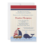 5x7 Ahoy Nautical Whale Boat Birthday Invitation