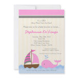 5x7 AhoyNautical Whale Boat Baby Shower Invitation
