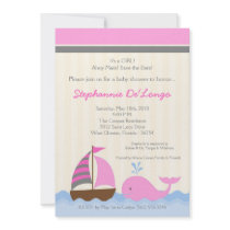 5x7 AhoyNautical Whale Boat Baby Shower Invitation