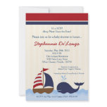 5x7 AhoyNautical Whale Boat Baby Shower Invitation