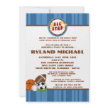5x7 All Star Blue Birtyhday Invitation