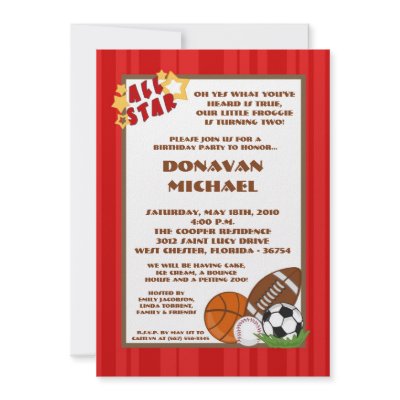 5x7 All Star Red Birthday Party Invitation by AnnLeeDesigns