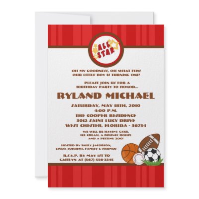 5x7 All Star Red Birtyhday Invitation by AnnLeeDesigns