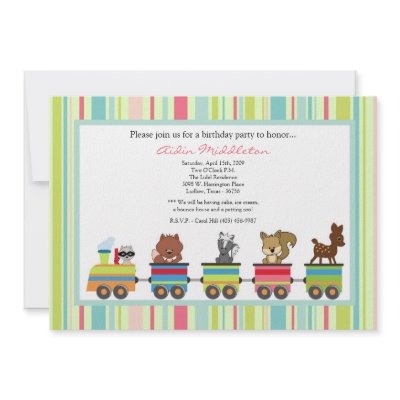 5x7 Animals Train Ride Birthday Party Invitation by thepapergenius