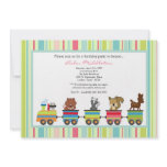 5x7 Animals Train Ride Birthday Party Invitation