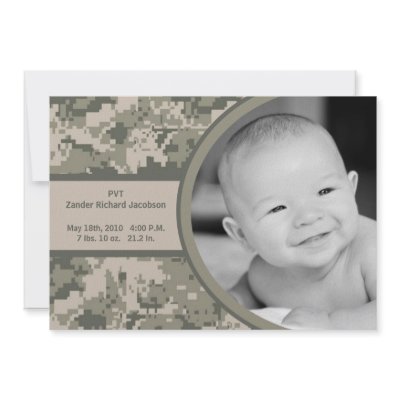5x7 ARMY ACU Camo Camo Photo Birth Announcement by AnnLeeDesigns