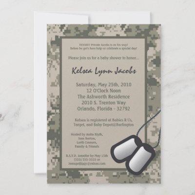 Army Baby Stuff on 5x7 Army Camo Acu Print Baby Shower Invitation By Annleedesigns