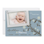 5x7 Baby Boy Blue Floral Photo Birth Announcement