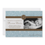 5x7 Baby Boy Blue Floral Photo Birth Announcement