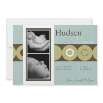 5x7 Baby Boy Retro Circle Photo Birth Announcement