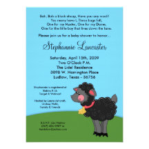 5x7 Bah Black Sheep Nursery Baby Shower Invitation