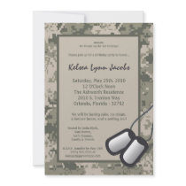 5x7  Birthday Party Invitation ARMY Camo ACU Print