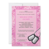 5x7  Birthday Party Invitation Pink ARMY Camo ACU
