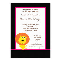 5x7 Black Lion Birthday Party Invite