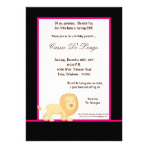 5x7 Black Lion Birthday Party Invite