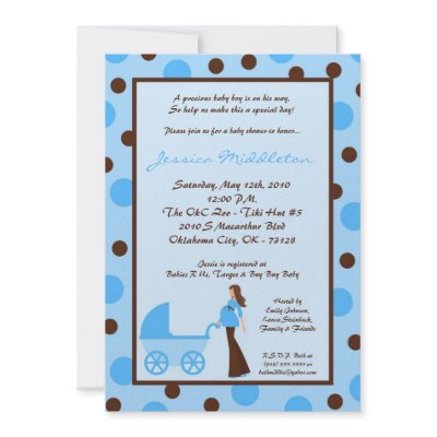 5x7 Blue Boy Mum Carriage Baby Shower Invitation by thepapergenius
