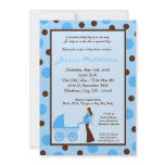 5x7 Blue Boy Mum Carriage Baby Shower Invitation