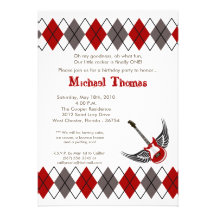 5x7 Boy Punk Rock Guitar Birthday Party Invitation