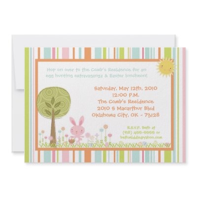 5x7 Bunny Rabbit Egg Hunt Easter Lunch Invitation by thepapergenius