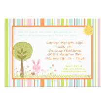 5x7 Bunny Rabbit Egg Hunt Easter Lunch Invitation