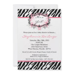 5x7 Butterfly Zebra Print Baby Shower Invitation