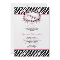 5x7 Butterfly Zebra Print Quinceanera Invitation