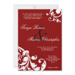 5x7 Crimson Red Floral Linen Wedding Invitation