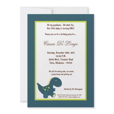 5x7 Dinosaur Birthday Party Invite by suestardesigns