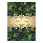5x7 Emerald Green Elegant Peacock Wedding Custom Announcement
