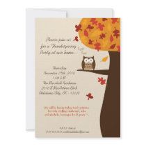 5x7 Fall Hoot Owl Harvest Thanksgiving Invitation